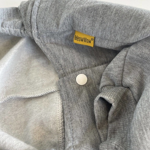 Meowwow Cat Dog Track Suit Outfit Gray Hooded Sweatshirt Hoodie Large One Piece - Picture 7 of 12